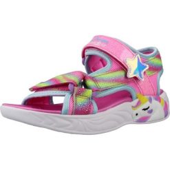 Sandały SKECHERS DREAMY UNICORNS Rose. Czerwone sandały Skechers, z materiału, bez zapięcia. Za 196.99 zł.