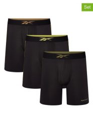 Reebok Bokserki (3 pary) "Hutton" w kolorze czarnym rozmiar: L. Czarne bokserki Reebok, l, bez wzorów. Za 70.08 zł.