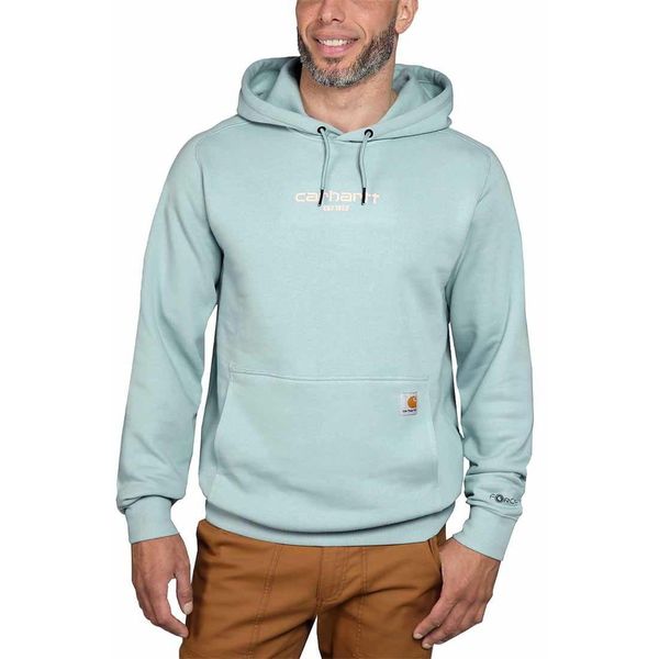 Bluza sportowa męska z kapturem Carhartt Force Lightweight Logo. Zielone bluzy z kapturem Carhartt, m, bez wzorów, z kapturem. Za 367.00 zł.