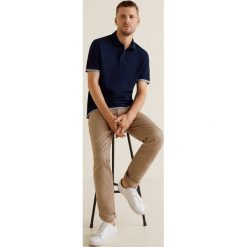 Mango Man - Polo Rembesb. Szare koszulki polo marki Mango Man, z bawełny, polo, z krótkim rękawem. W wyprzedaży za 49.90 zł.