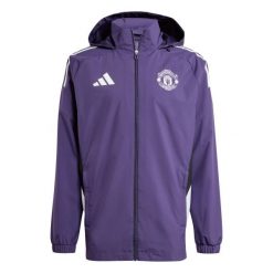 Kurtka dresowa zewnętrzna Manchester United 2025/26. Białe kurtki Adidas, m, bez wzorów, z dresówki, bez kaptura. W wyprzedaży za 311.00 zł.