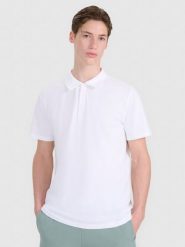 4F Koszulka polo regular męska - biała S. Białe koszulki polo 4F, m, bez wzorów, z bawełny, bez kołnierzyka, bez ramiączek. Za 99.99 zł.