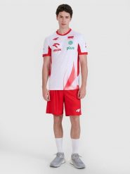 4F Spodenki meczowe replika męskie 4F x Polska Siatkówka - czerwone S. Czerwone krótkie spodenki sportowe 4F, l, bez wzorów, z dzianiny. Za 189.99 zł.