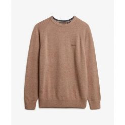 Sweter z mieszanki wełny Superdry. Brązowe swetry nierozpinane Superdry, na zimę, m, bez wzorów, z wełny, bez kołnierzyka, bez ramiączek. Za 284.00 zł.