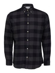 SELECTED HOMME Koszula - Slim fit - w kolorze antracytowym rozmiar: S. Czarne koszule Selected Homme, s, bez wzorów, z bawełny, bez kołnierzyka, bez ramiączek. Za 107.65 zł.