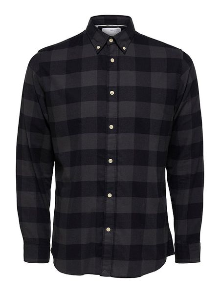 SELECTED HOMME Koszula - Slim fit - w kolorze antracytowym rozmiar: S. Czarne koszule Selected Homme, s, bez wzorów, z bawełny, bez kołnierzyka, bez ramiączek. Za 107.65 zł.