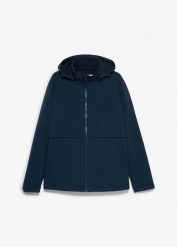 Kurtka softshellowa, wodoodporna. Niebieskie kurtki przeciwdeszczowe bonprix, m, bez wzorów, bez kaptura. Za 299.99 zł.