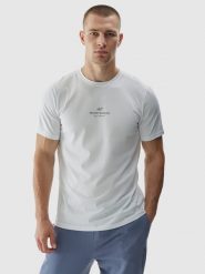 4F T-shirt regular z nadrukiem męski - biały XXL. Białe t-shirty 4F, m, bez wzorów, z bawełny, bez kołnierzyka, bez ramiączek. W wyprzedaży za 29.99 zł.