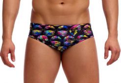 Kąpielówki męskie Funky Trunks Ham Bam Maam - slipy. Czarne slipy i bokserki Funky Trunks, l, bez wzorów, z materiału. Za 139.00 zł.