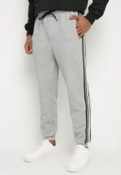 Szare Spodnie Dresowe Typu Jogger z Lampasami Wileldi. Szare joggery i bojówki Born2be, na co dzień, l, bez wzorów, z dresówki, eleganckie. W wyprzedaży za 50.99 zł.