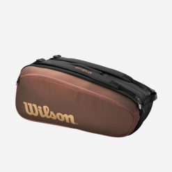 Torba tenisowa Wilson Super Tour Pro Staff na 9 rakiet. Brązowe torby na ramię Wilson, bez wzorów, z materiału, na ramię, duże, bez dodatków. Za 389.99 zł.