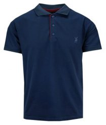 Koszulka POLO Granatowa Casualowa, Krótki Rękaw z Kołnierzykiem, Jednokolorowa -EXPOMAN. Niebieskie bluzki z długim rękawem Expoman, m, bez wzorów, z bawełny, bez kołnierzyka, bez ramiączek. Za 109.00 zł.