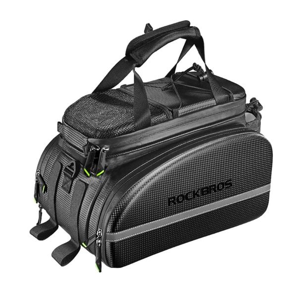 Torba na bagażnik rowerowy, rozszerzalna do 35 L. Czarne torby na ramię ROCKBROS, bez wzorów, z materiału, na ramię, bez dodatków. Za 323.60 zł.