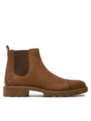 Timberland Sztyblety Elmhurst Chelsea Basic TB0A29RJG281 Brązowy. Brązowe botki sznurowane Timberland, bez wzorów, z nubiku, bez obcasa, bez zapięcia. Za 579.99 zł.