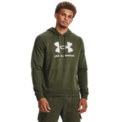 Męska Bluza Polarowa Z Logo. Zielone bluzy z kapturem Under Armour, m, bez wzorów, z bawełny, z kapturem. Za 324.00 zł.