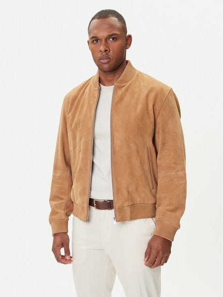 BOSS Kurtka skórzana H-Muller 50543213 Beżowy Regular Fit. Brązowe kurtki Boss, m, bez wzorów, ze skóry, bez kaptura. Za 2,399.00 zł.