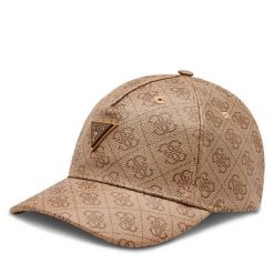 Czapka z daszkiem Guess. Brązowe czapki z daszkiem Guess, z aplikacjami. Za 119.99 zł.