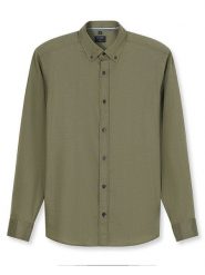 OLYMP Koszula "Casual" - Regular fit - w kolorze oliwkowym rozmiar: L. Zielone koszule Olymp, l, bez wzorów, z bawełny, bez kołnierzyka, bez ramiączek. Za 126.45 zł.