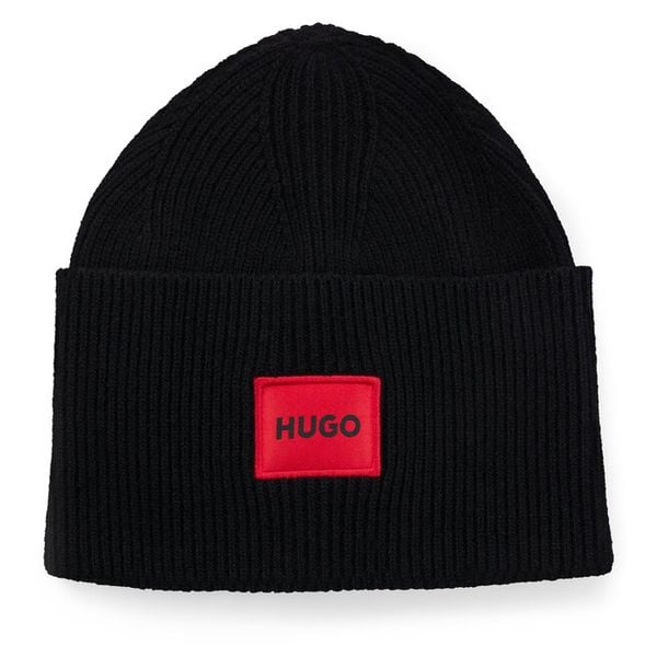Czapka HUGO. Czarne czapki zimowe Hugo, bez wzorów. Za 299.99 zł.