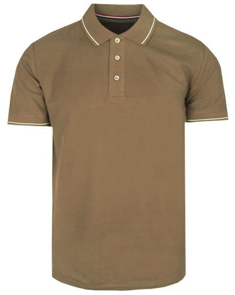 Klasyczna, Męska Koszulka Polo - Adriano Guinari - Camel. Brązowe koszulki polo Adriano Guinari, l, bez wzorów, z bawełny, bez kołnierzyka, bez ramiączek. Za 125.00 zł.