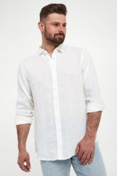 Koszula męska lniana ARMANI EXCHANGE. Koszule Armani Exchange, l, bez wzorów, bez kołnierzyka, bez ramiączek. W wyprzedaży za 415.20 zł.