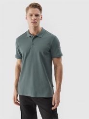 4F Koszulka polo regular męska - khaki S. Brązowe koszulki polo sportowe 4F, m, bez wzorów, z bawełny, bez kołnierzyka, bez ramiączek. W wyprzedaży za 49.99 zł.