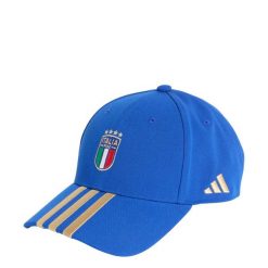 Czapka piłkarska Włochy. Brązowe czapki z daszkiem Adidas, bez wzorów, z materiału. Za 99.95 zł.