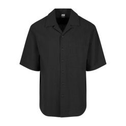 Męska Koszula Seersucker Relaxed Fit Z Krótkim Rękawem. Czarne koszule Urban Classics, l, bez wzorów, bez kołnierzyka, bez ramiączek. Za 154.99 zł.