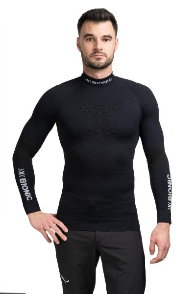 Koszulka termoaktywna męska Energy Accumulator 4.0 Turtle Neck Lg Sl. Czarne bielizna termoaktywna X BIONIC, m, bez wzorów, z dzianiny, bez ramiączek, na golfa. Za 739.99 zł.