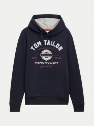 Tom Tailor Bluza 1043292 Granatowy Regular Fit. Niebieskie bluzy Tom Tailor, m, bez wzorów, z bawełny, bez kaptura. Za 119.99 zł.