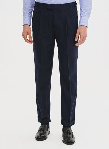 PAKO LORENTE - Granatowe spodnie męskie z lnem. Spodnie materiałowe Pako Lorente, na co dzień, na lato, m, bez wzorów, z bawełny, casualowe. Za 149.99 zł.