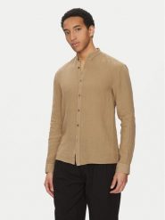 HUGO Koszula Elvory 50490740 Beżowy Slim Fit. Brązowe koszule Hugo, m, bez wzorów, ze lnu, bez kołnierzyka, bez ramiączek. Za 339.99 zł.