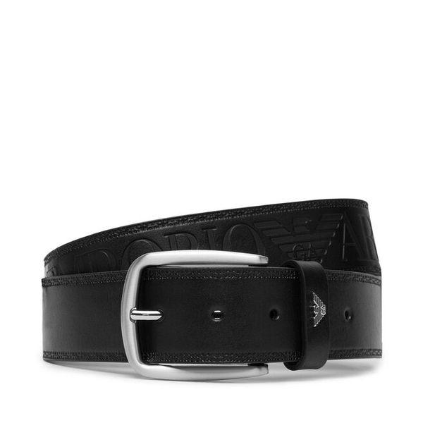 Pasek Emporio Armani. Czarne paski Emporio Armani, bez wzorów. Za 569.99 zł.
