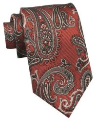 Krawat Męski - Chattier - Miedziany Kolor, Duży Wzór Paisley. Brązowe krawaty i muchy Chattier, bez wzorów, z tkaniny. Za 49.00 zł.