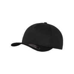 Czapka Z 5 Panelami Unisex. Czarne czapki z daszkiem FLEXFIT, bez wzorów, z elastanu. Za 79.99 zł.