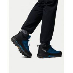 Trekkingi Columbia. Niebieskie botki sznurowane Columbia, bez wzorów, bez obcasa, bez zapięcia. Za 699.99 zł.