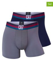 CR7 Bokserki (2 pary) w kolorze granatowym i szarym rozmiar: L. Niebieskie bokserki CR7, l, bez wzorów. Za 39.99 zł.