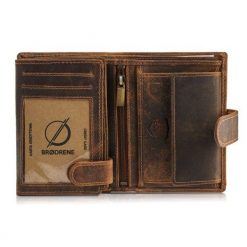 Męski Portfel Brødrene G-28 z Zapięciem Brązowy. Brązowe portfele Brødrene, bez wzorów, ze skóry. Za 65.00 zł.