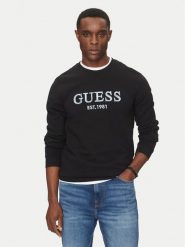 Guess Bluza M5GQ08 KCN01 Czarny Regular Fit. Czarne bluzy Guess, m, z aplikacjami, z bawełny, bez kaptura. Za 219.99 zł.