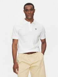 Guess Polo F5GP00 K9WF1 Biały Regular Fit. Białe koszulki polo Guess, l, z aplikacjami, z bawełny, bez kołnierzyka, bez ramiączek. Za 209.99 zł.