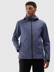 4F Kurtka softshell wiatroodporna membrana 5000 męska - granatowa S. Niebieskie kurtki 4F, na jesień, m, bez wzorów, z dzianiny, z kapturem. W wyprzedaży za 139.99 zł.