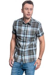 KOSZULA MĘSKA WRANGLER SS 1 PKT SHIRT DUSTY OLIVE W5J14MX45 112130163. Zielone koszule Wrangler, m, bez wzorów, bez kołnierzyka, bez ramiączek. Za 129.99 zł.