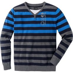 Sweter Regular Fit bonprix szary melanż - lodowy niebieski w paski. Swetry nierozpinane bonprix. Za 49.99 zł.