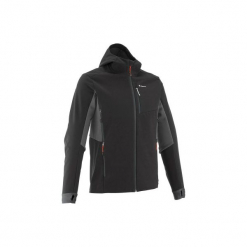 Kurtka Softshell trekkingowa | TREK 500 WINDWARM męska. Czarne kurtki QUECHUA, m, bez wzorów, z elastanu, bez kaptura. Za 199.99 zł.
