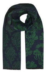 Szalik Męski Alties z Wiskozy - Granat z Zielone Kwiaty i Paisley. Niebieskie szaliki Alties, bez wzorów, z bawełny. Za 59.00 zł.