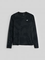 4F Longsleeve do biegania szybkoschnący męski - czarny XL. Czarne bluzki z długim rękawem 4F, l, bez wzorów, z materiału, bez kołnierzyka, bez ramiączek. Za 169.99 zł.