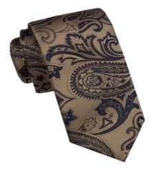 Elegancki Męski Krawat - Alties - Jasnobrązowy w Duży Wzór Orientalny. Krawaty i muchy Alties, bez wzorów, z tkaniny. Za 49.00 zł.
