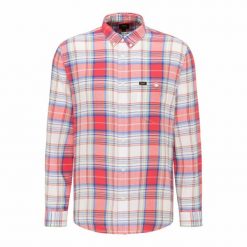 LEE RIVETED SHIRT MĘSKA KOSZULA MATERIAŁOWA AURORA RED L66IKNNV 112116429. Czerwone koszule Lee, l, bez wzorów, z materiału, bez kołnierzyka, bez ramiączek. Za 129.99 zł.