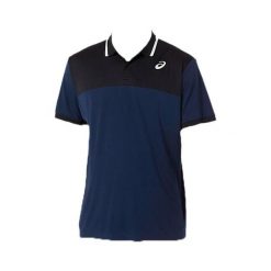 Polo Asics Court. Niebieskie koszulki polo sportowe ASICS, bez wzorów, bez kołnierzyka, bez ramiączek. Za 223.50 zł.