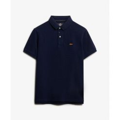 Koszulka polo z piki Superdry Classic. Niebieskie koszulki polo Superdry, m, bez wzorów, bez kołnierzyka, bez ramiączek. Za 236.50 zł.